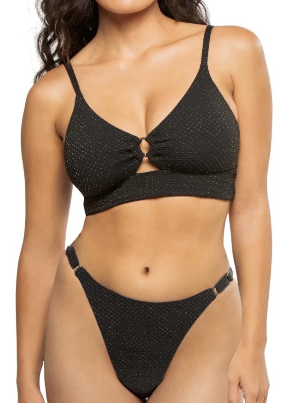 MAXSWIM JoJo Shimmer Top and Frankie Textured Tie Side Hipster Bottom-SEA GREEN